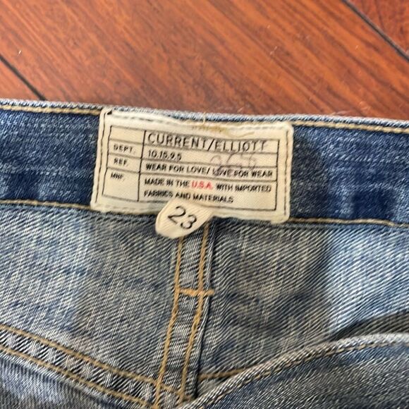 Current/Elliott The Uneven Seamed Original Straight First Love Mixed Floral jean - Picture 8 of 12